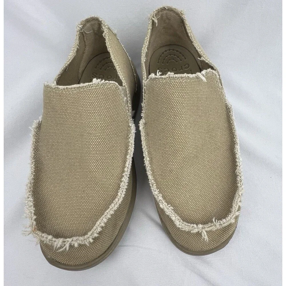 Crocs Mens Santa‎ Cruz Khaki Slip-On Loafer Size 7 M EUC